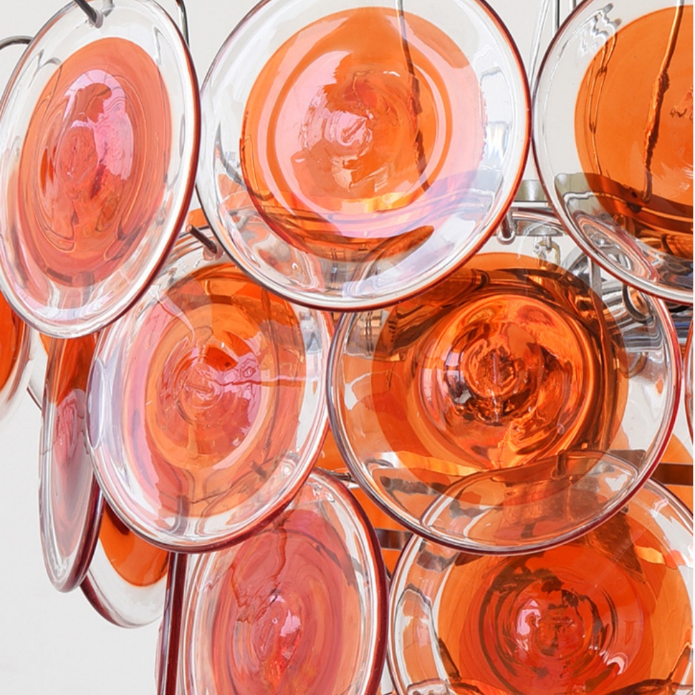 French Colorful Glass Pendant Light Living Room Main Lamp Vintage Bedroom Chandelier