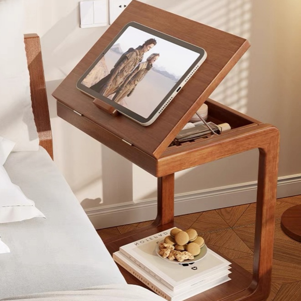 Mobile Solid Wood Small Coffee Table With Wheels Flip-cover Multifunctional Bedroom Sofa Side Table