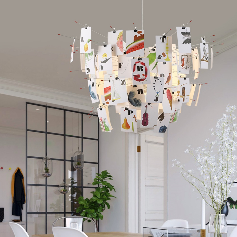 Nordic Art DIY Album Card Pendant Light Living Room Bedroom Chandelier
