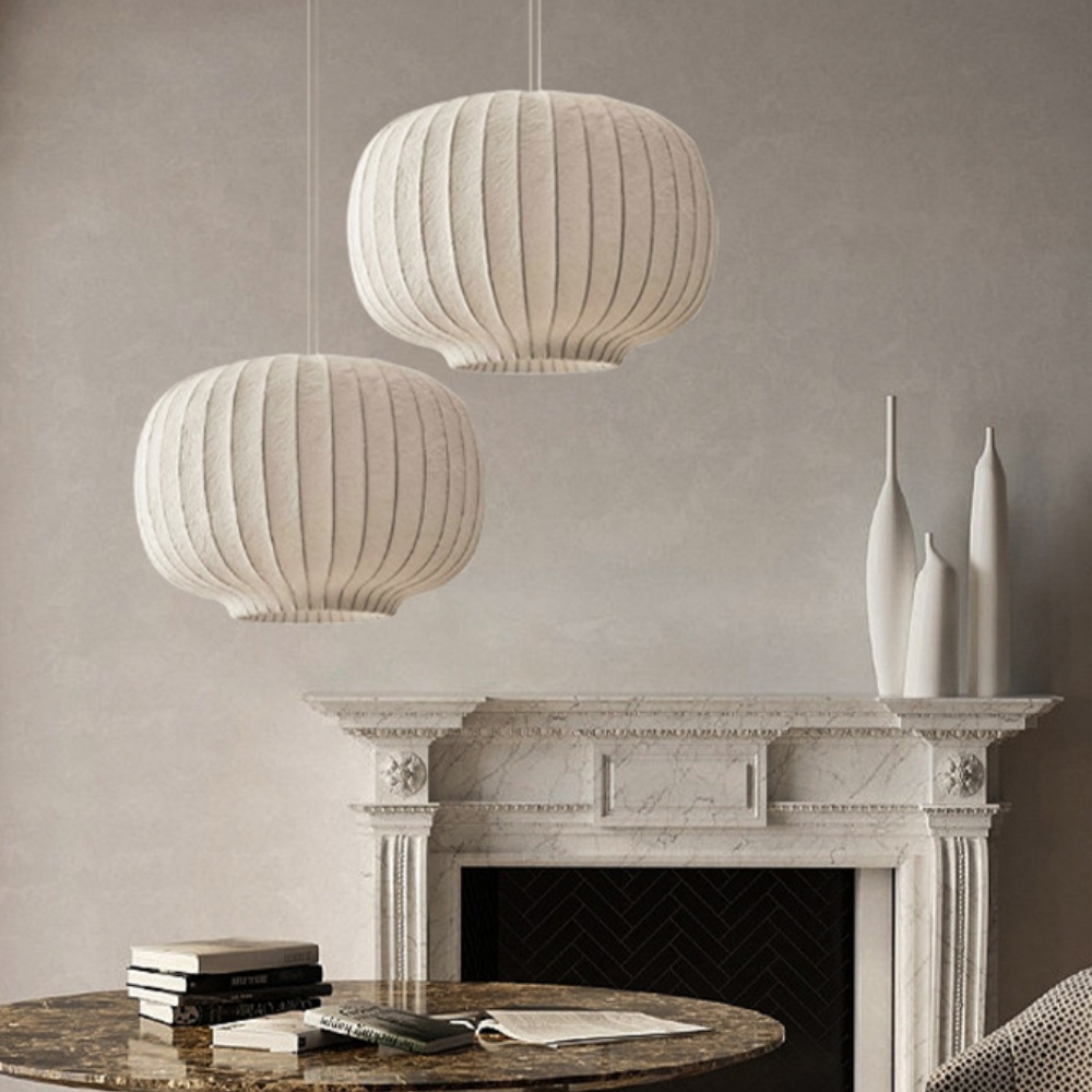 Japanese Style Ball Imitation Silk Dining Room Pendant Light Bedroom Chandelier