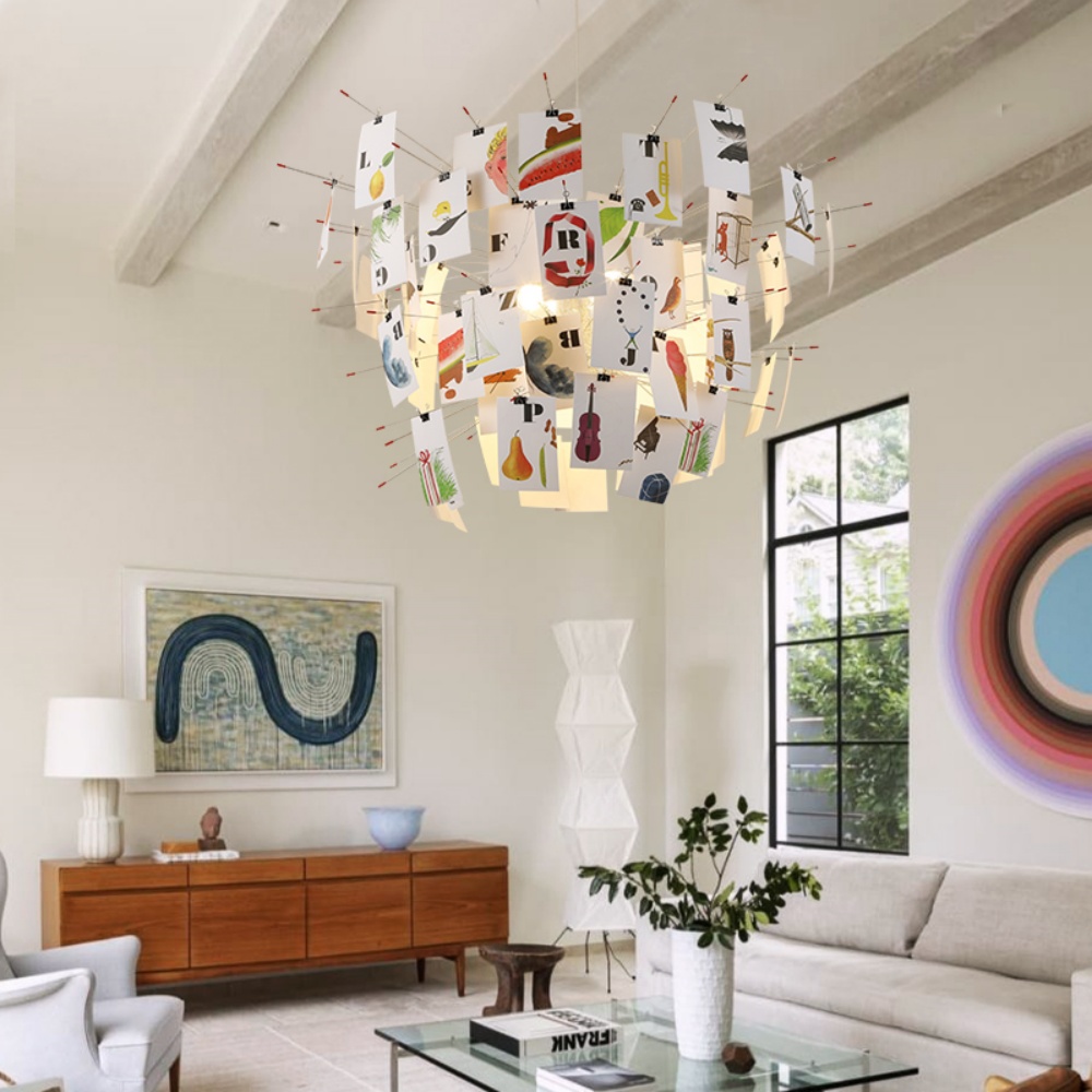 Nordic Art DIY Album Card Pendant Light Living Room Bedroom Chandelier