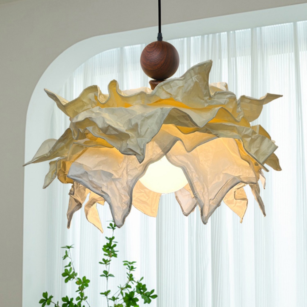 French Pleated Flower Shape Living Room Bedroom Pendant Light 50CM