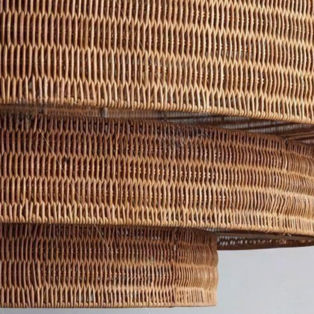 Wabi-sabi Style Living Room Pendant Light Brown Multi-layer Hand-woven Rattan Lamp