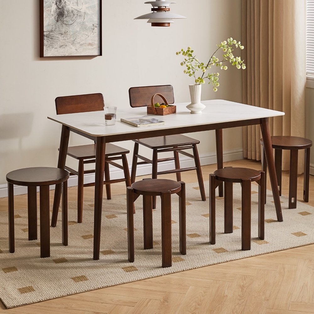 Japanese Solid Wood Folding Stool Living Room Tea Table Round Stool 2 In 1