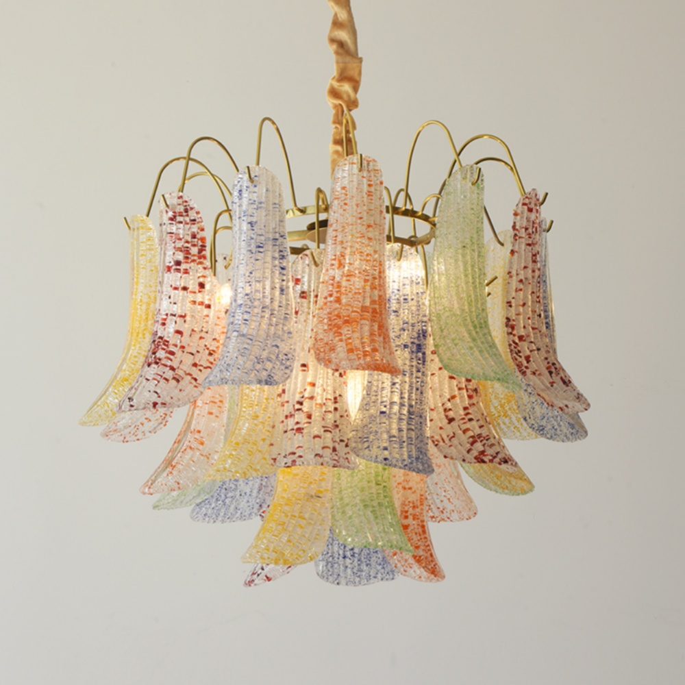 French Multi-layer Crystal Pendant Light Vintage Colorful Living Room Bedroom Chandelier