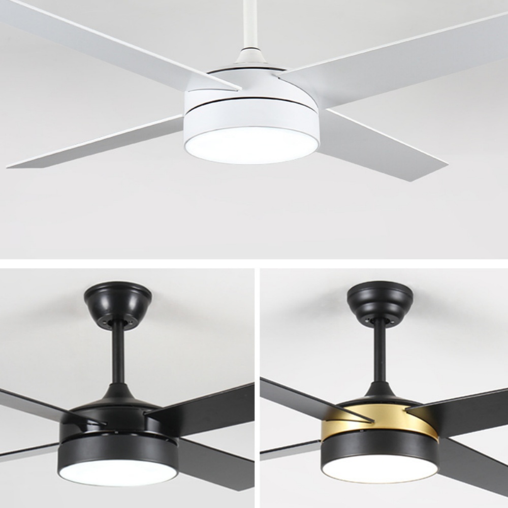 52'' Nordic Bedroom Ceiling Fan Living Room Simple Black Fan Light