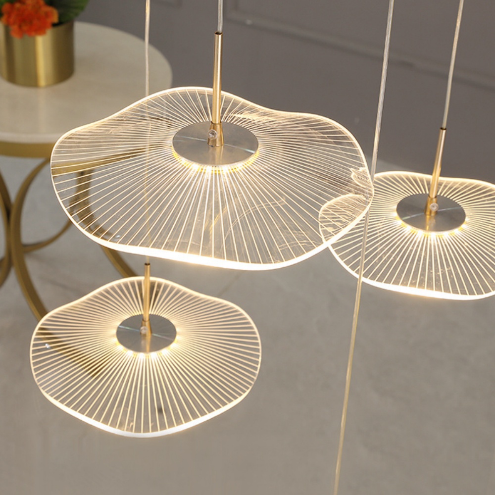 Modern Duplex Pendant Light Lotus Leaf Shaped Living Room Villa Staircase Chandelier