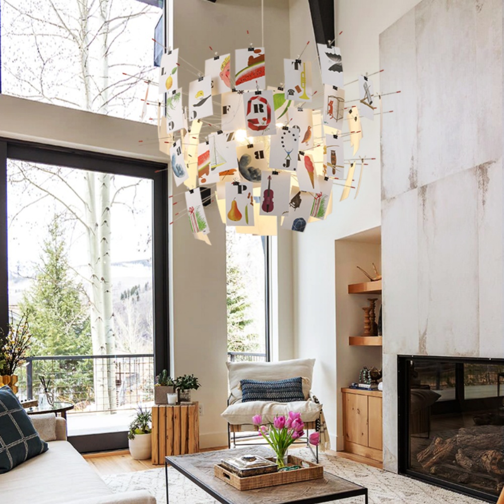 Nordic Art DIY Album Card Pendant Light Living Room Bedroom Chandelier