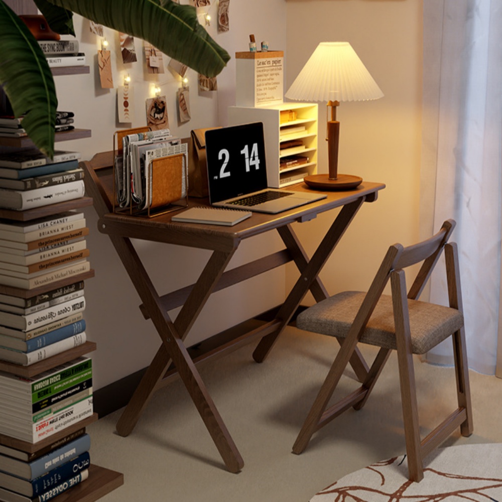 Foldable Desk Solid Wood Dining Table Bedroom Folding Table