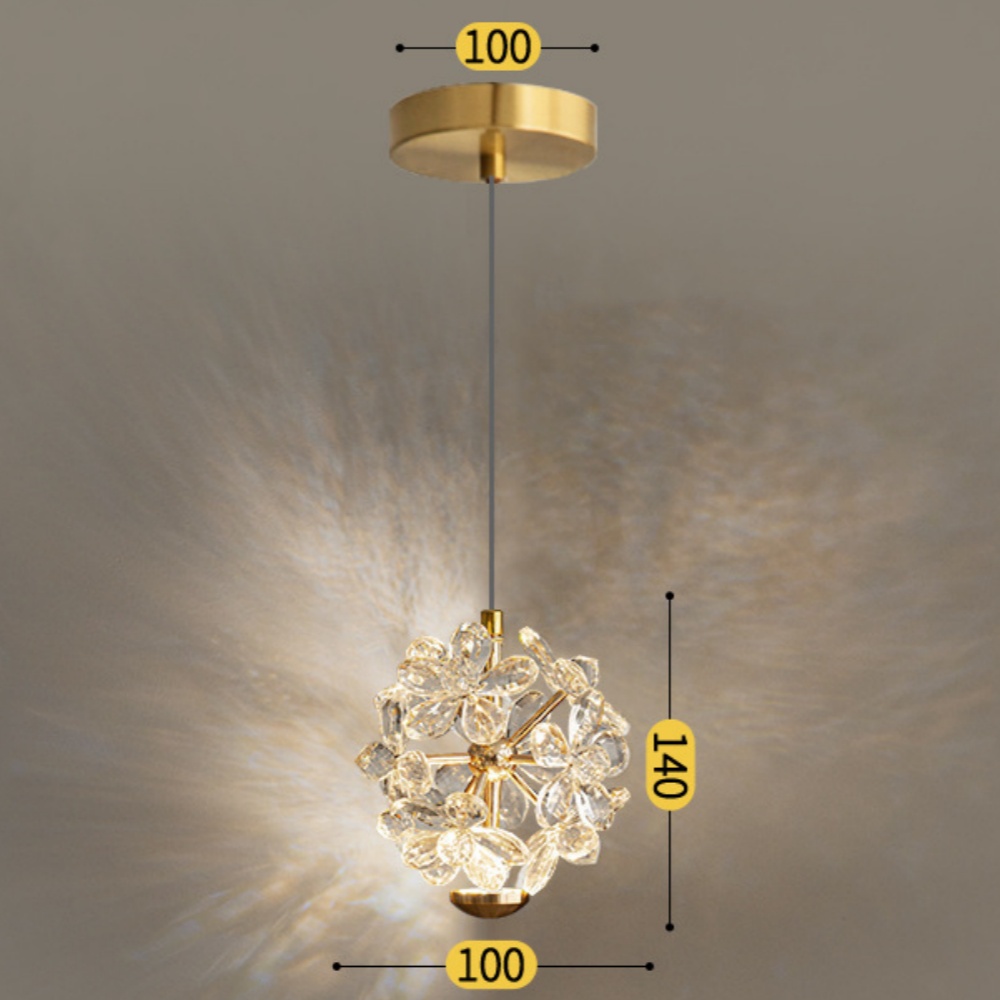 French Crystal Small Pendant Light Bedroom Dandelion Dining Table Chandelier