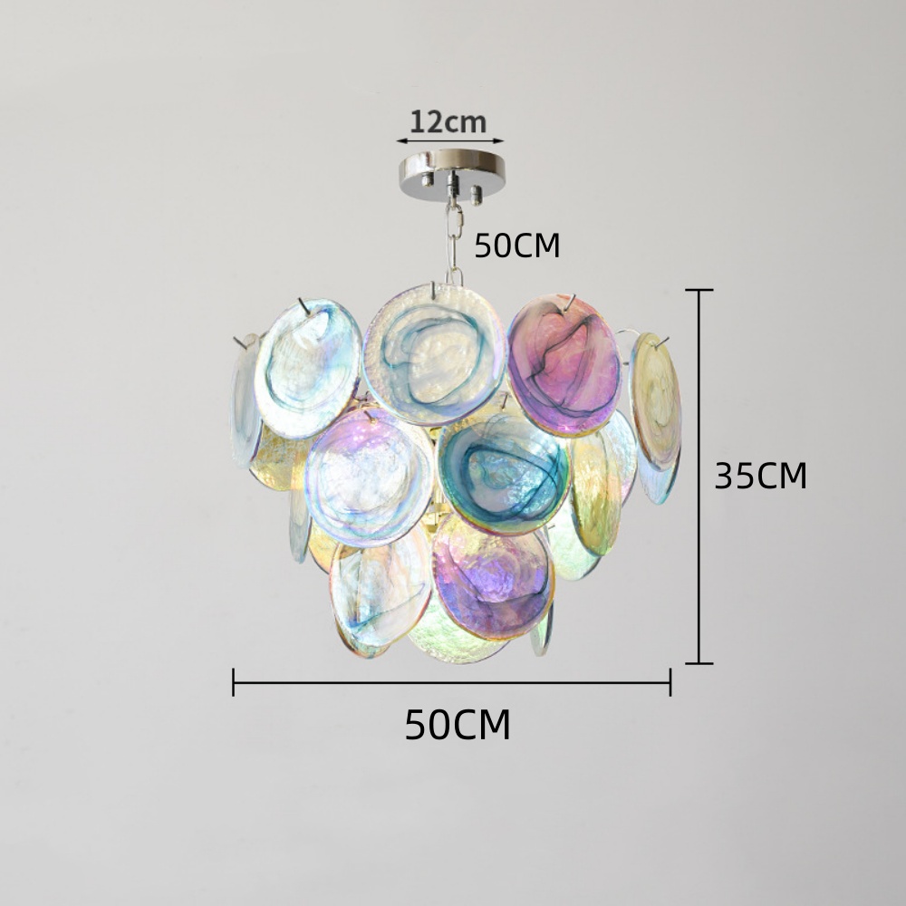 French Colorful Glass Pendant Light Living Room Main Lamp Vintage Bedroom Chandelier
