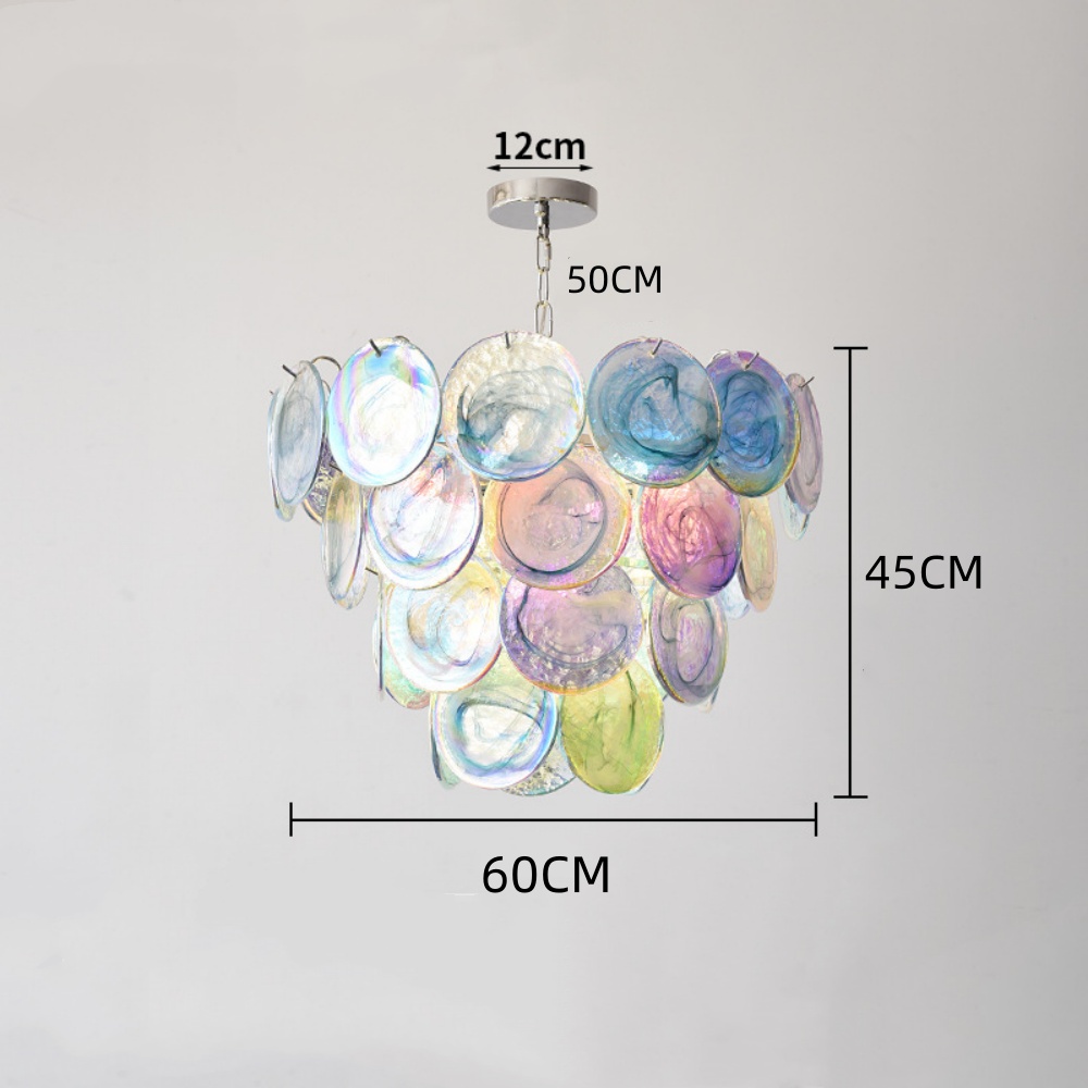 French Colorful Glass Pendant Light Living Room Main Lamp Vintage Bedroom Chandelier