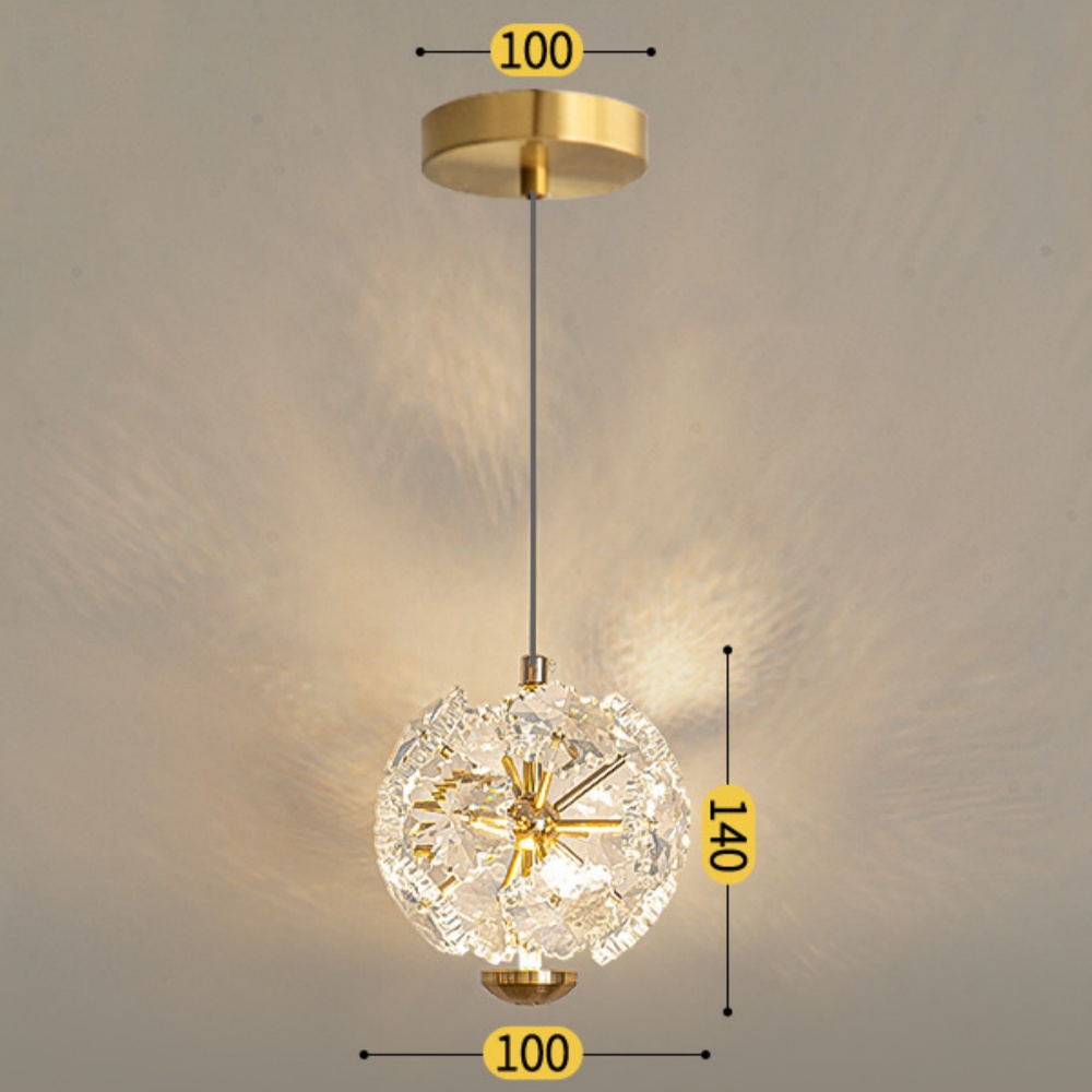 French Crystal Small Pendant Light Bedroom Dandelion Dining Table Chandelier