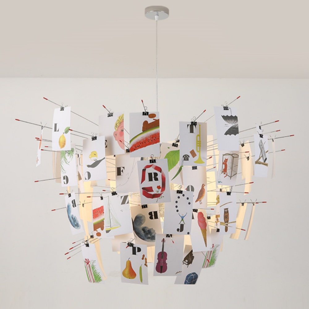 Nordic Art DIY Album Card Pendant Light Living Room Bedroom Chandelier