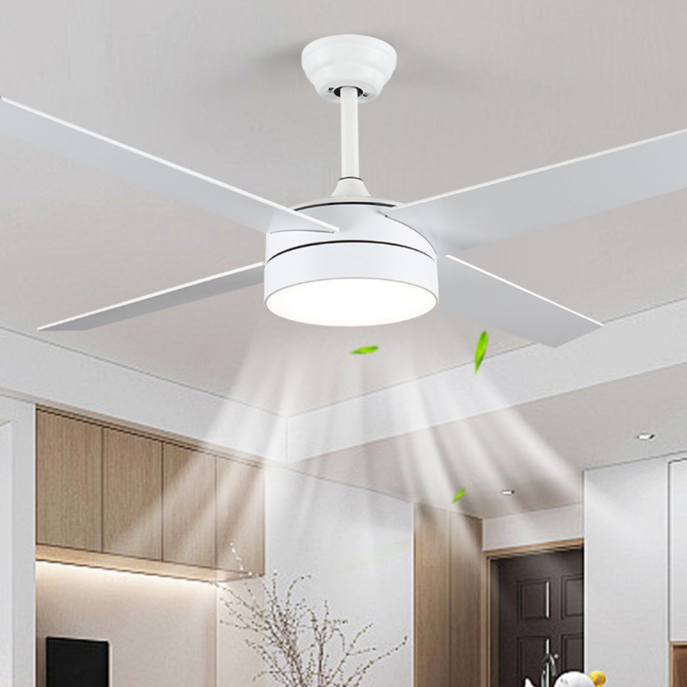 52'' Nordic Bedroom Ceiling Fan Living Room Simple Black Fan Light