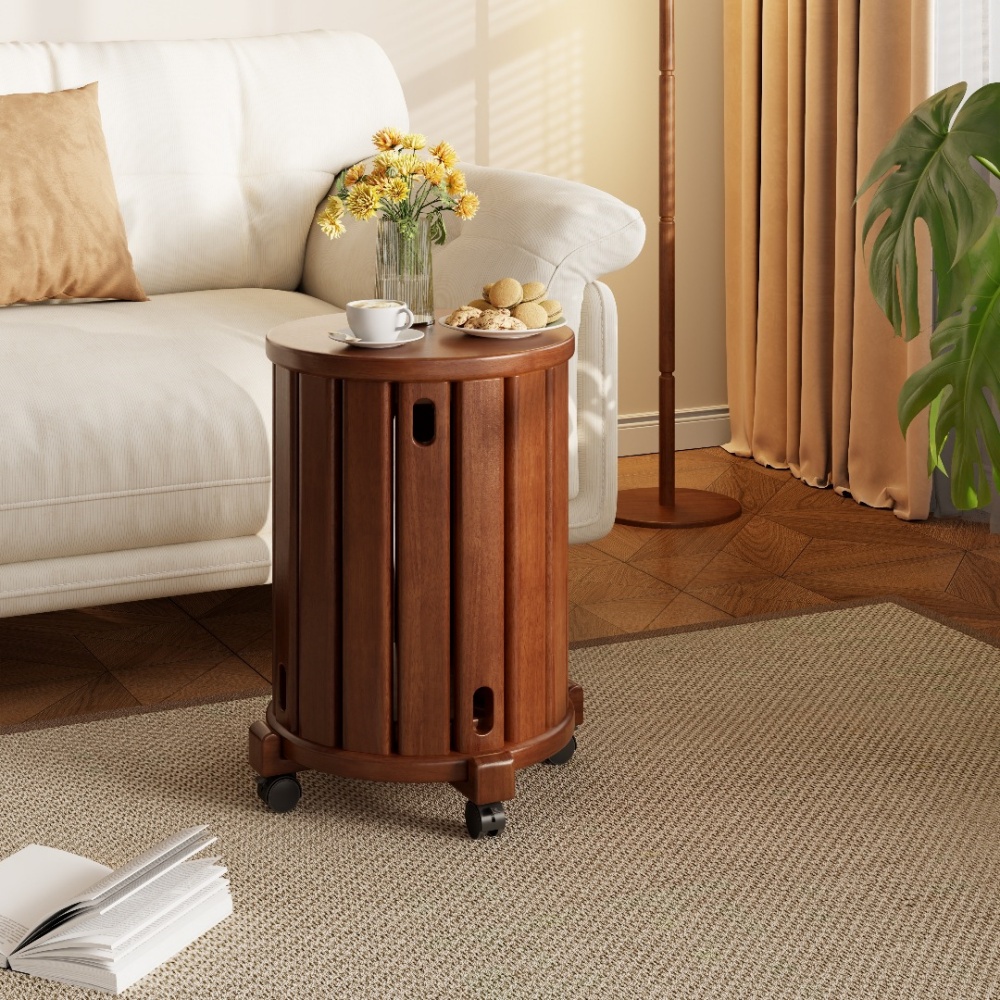 Japanese Solid Wood Folding Stool Living Room Tea Table Round Stool 2 In 1