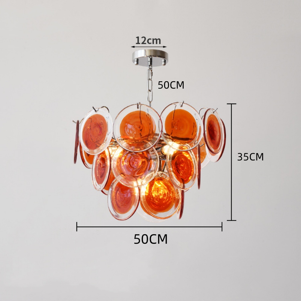 French Colorful Glass Pendant Light Living Room Main Lamp Vintage Bedroom Chandelier