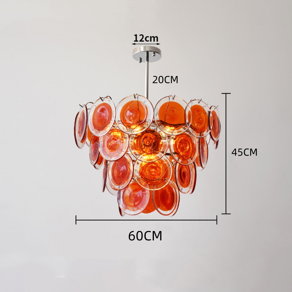 French Colorful Glass Pendant Light Living Room Main Lamp Vintage Bedroom Chandelier