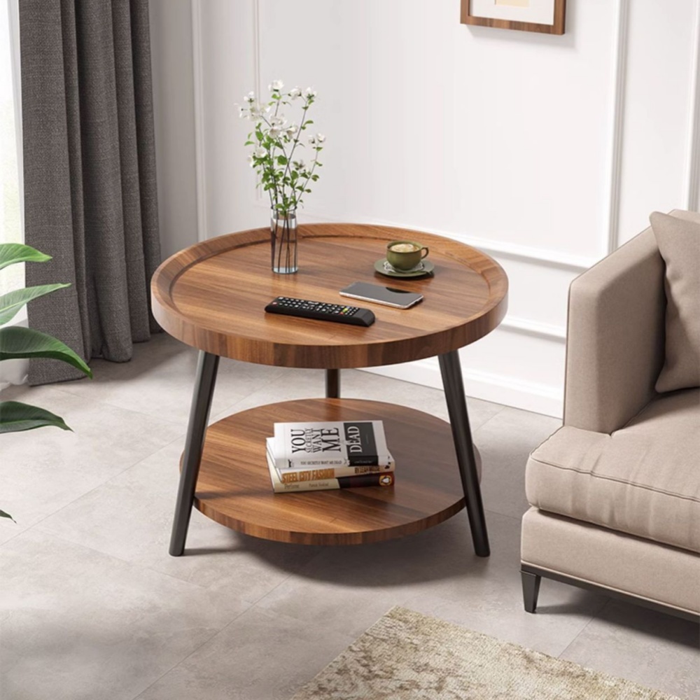 Nordic Simple Double Layer Round Table Small Coffee Table Living Room Side Table