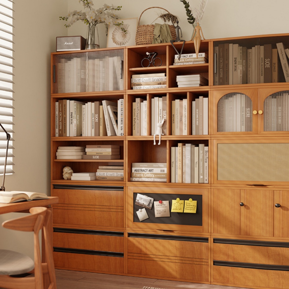 Free Combination Solid Wood Bookcase Living Room Study Floor Storage Cabinet
