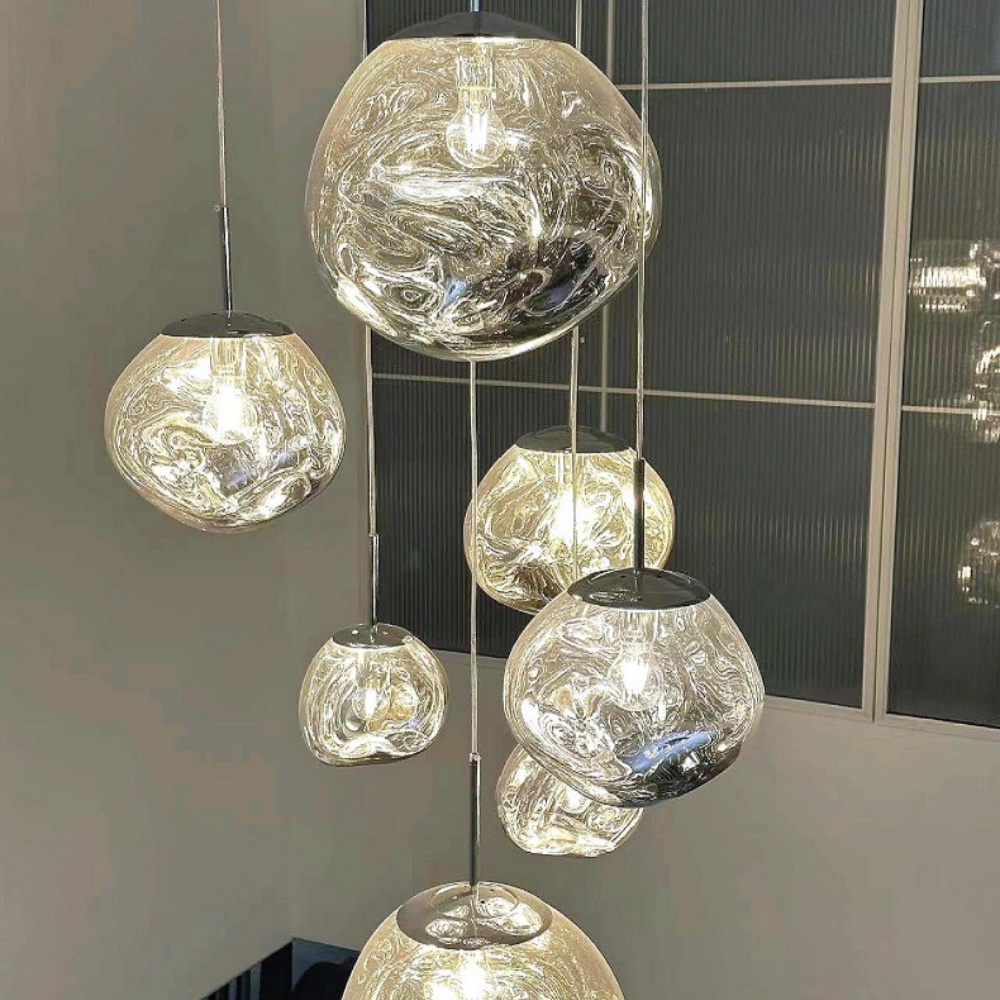 Multi-combination Pendant Lights Nordic Lava Lamp Villa Living Room Duplex Staircase Chandelier
