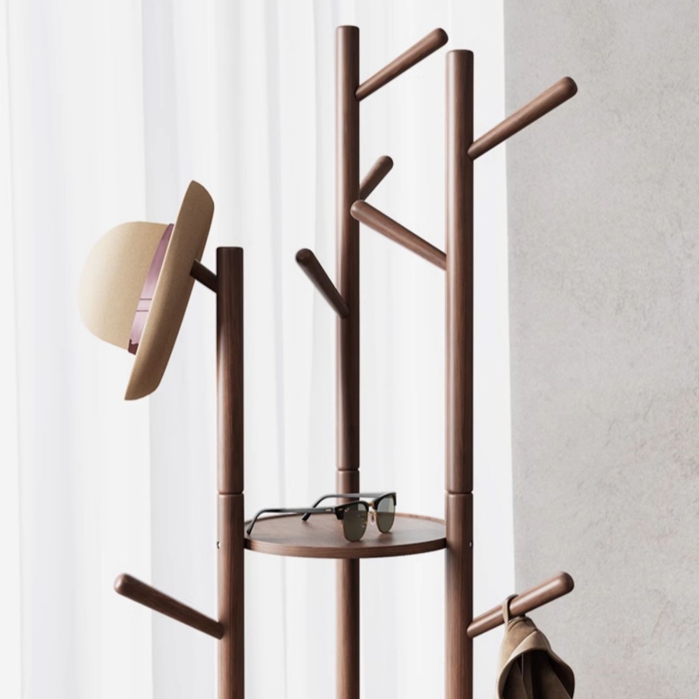 Japanese Style Solid Wood Coat Rack Bedroom Clothes Rack Floor Hanging Clothes Rack
