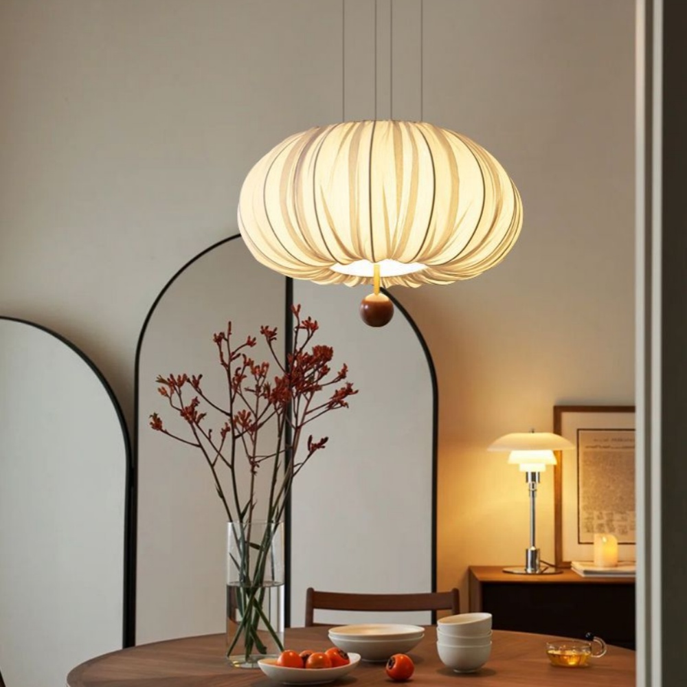 Bedroom Fabric Pendant Light Vintage Simple Dining Table Lamp