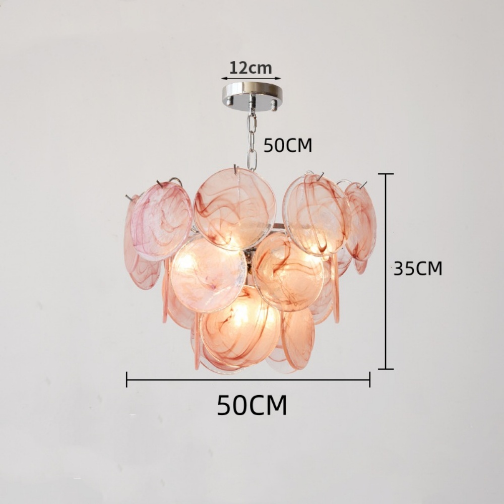 French Colorful Glass Pendant Light Living Room Main Lamp Vintage Bedroom Chandelier