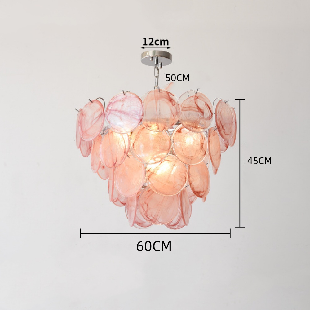 French Colorful Glass Pendant Light Living Room Main Lamp Vintage Bedroom Chandelier