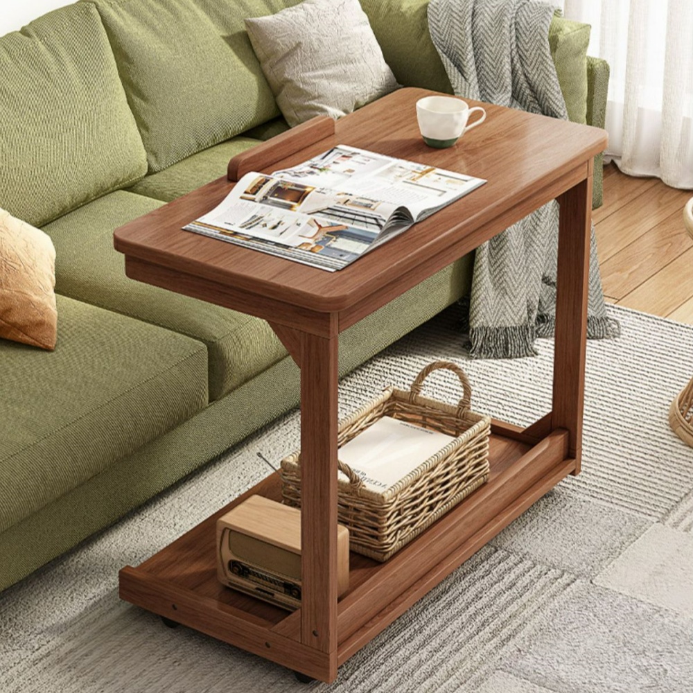 Removable Flip Solid Wood Side Table Living Room Bedside Sofa Notebook Table