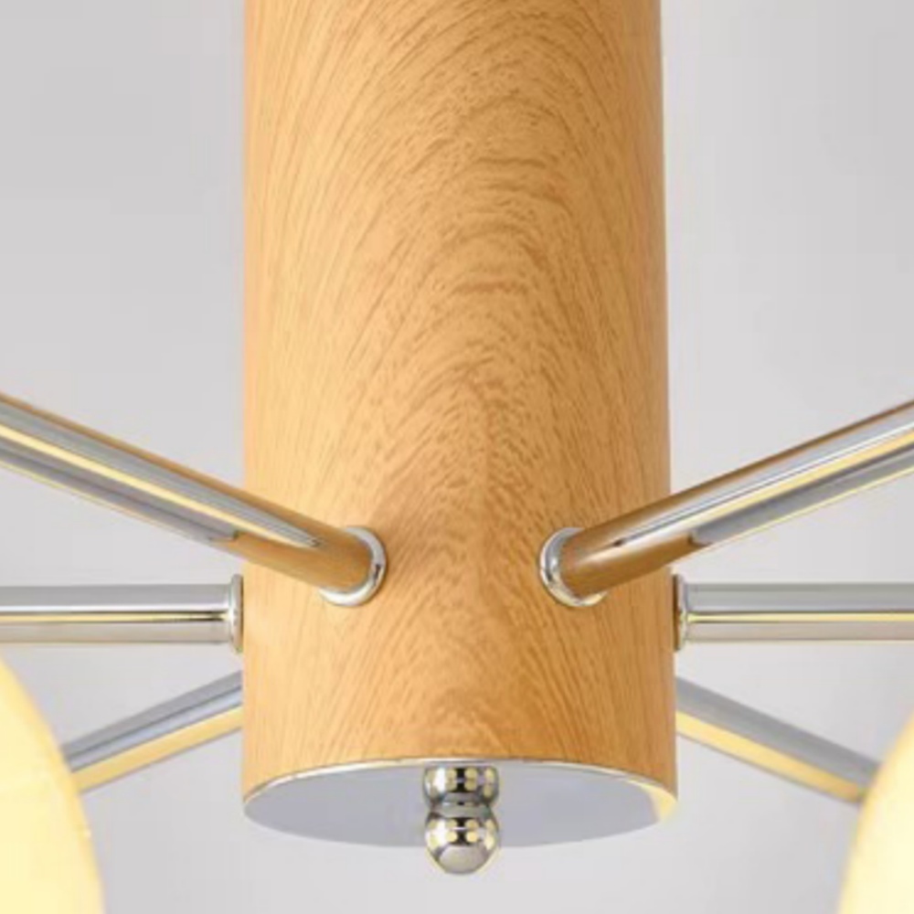 Vintage Brass Pendant Light Living Room 6 Head Glass Chandelier