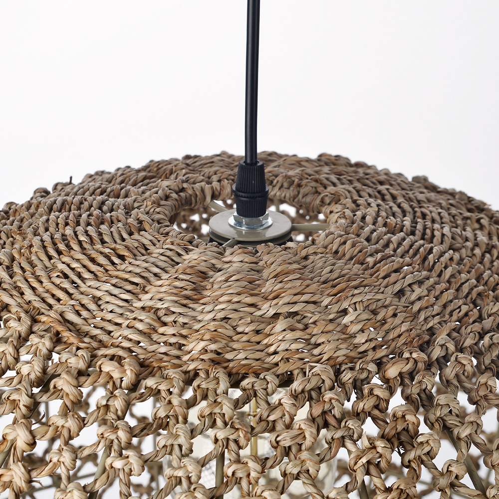 Living Room Hand Woven Brown Seagrass Rattan Pendant Light