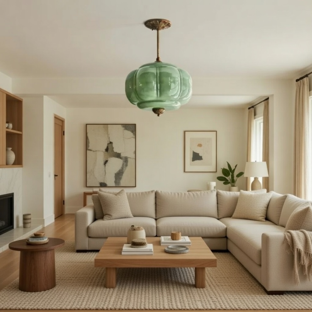 Vintage Simple Glass Pumpkin Pendant Light Kitchen Island Lighting