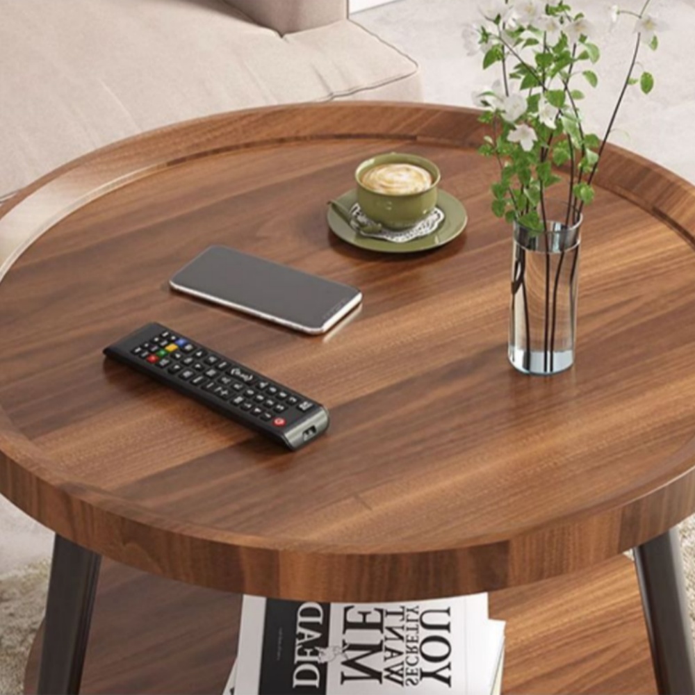 Nordic Simple Double Layer Round Table Small Coffee Table Living Room Side Table