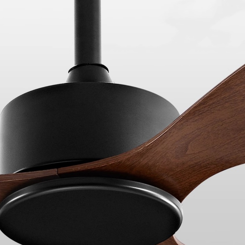 Nordic Style Dining Room Bedroom Walnut Ceiling Fan Without Light 52''