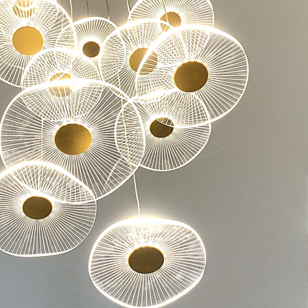 Modern Duplex Pendant Light Lotus Leaf Shaped Living Room Villa Staircase Chandelier