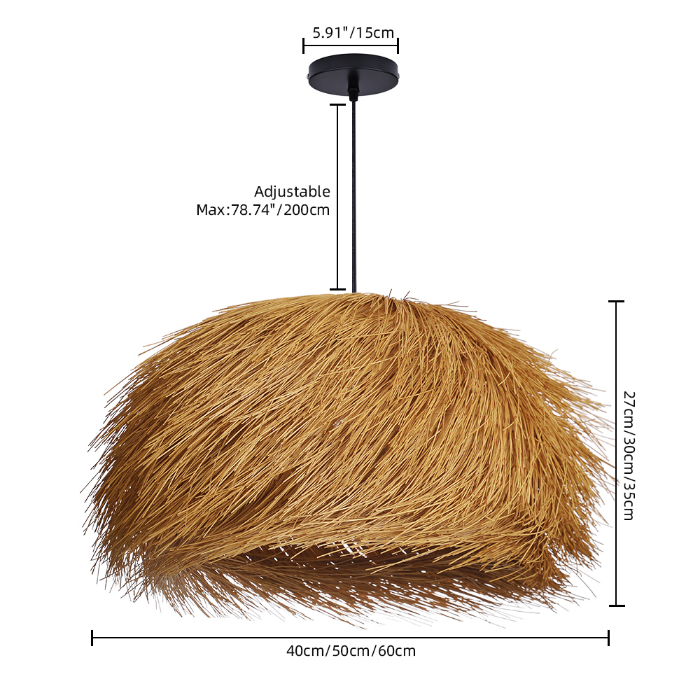 Wabi-sabi Style Rattan Brown Chandelier Dining Room Pendant Light
