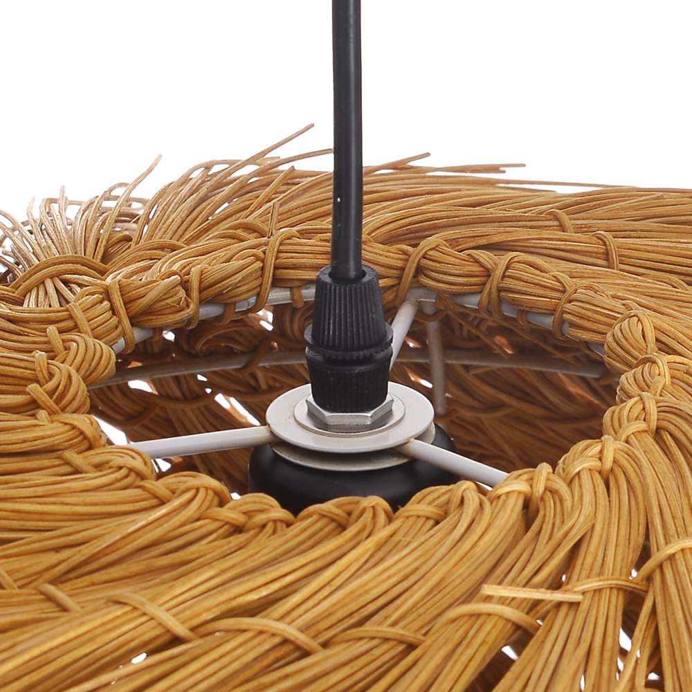 Wabi-sabi Style Rattan Brown Chandelier Dining Room Pendant Light