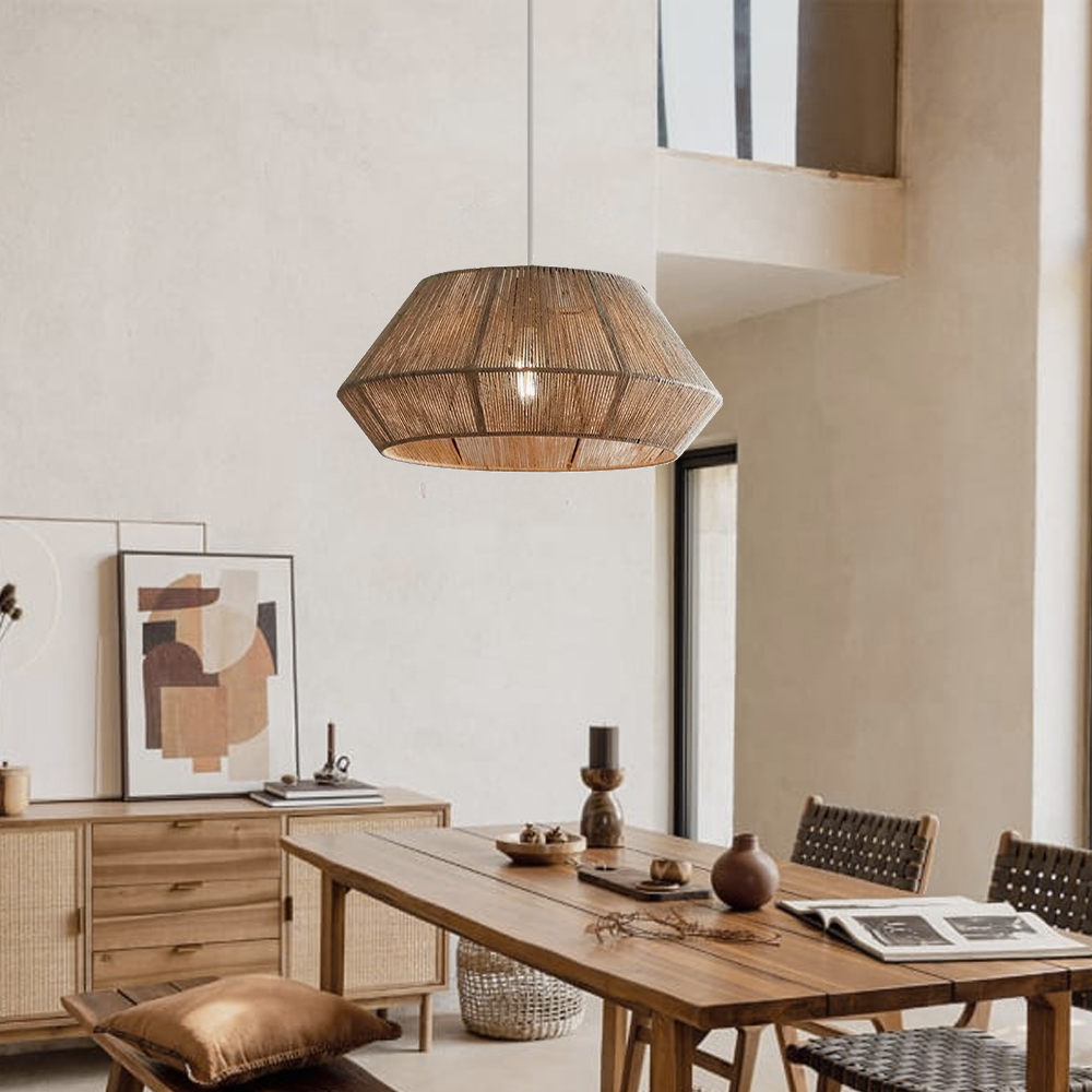 Japanese Style Hand-wove Hemp Rope Pendant Light Dining Room Lampshade