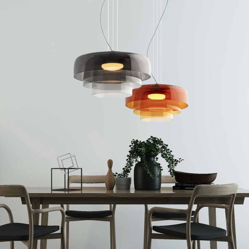 Nordic Triple Layer Glass Pendant Lights Dining Room  Chandelier