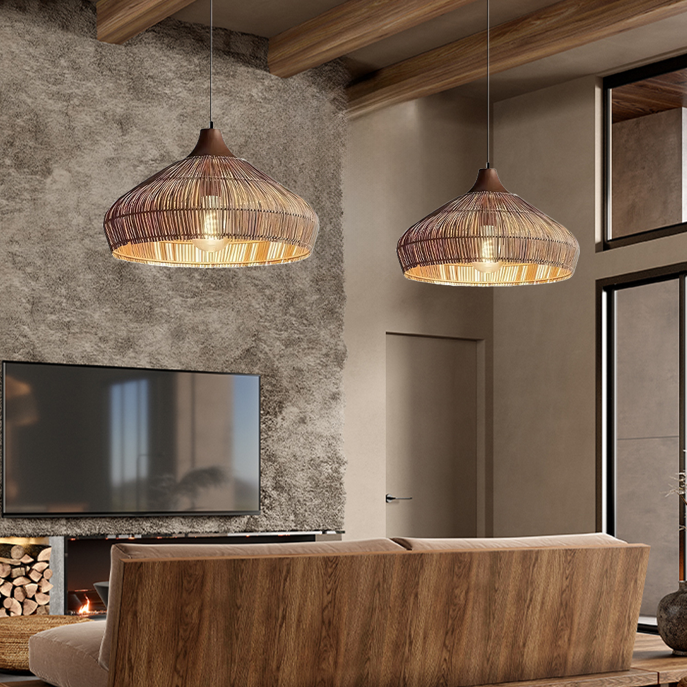 Japanese Hand-woven Rattan Lampshade Suitable For Dining Room Table