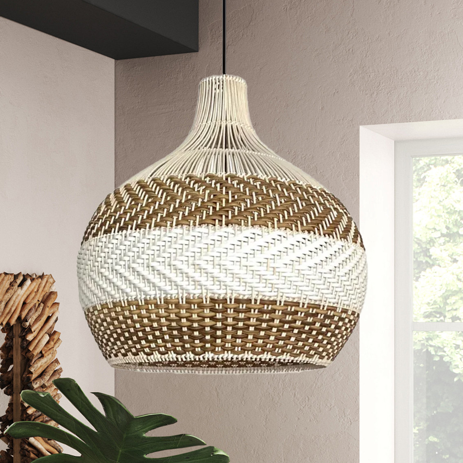 White Rattan Pendant Light Interior Decor