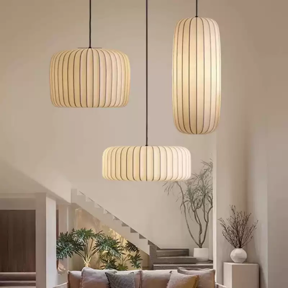 Wabi-sabi Style Art Combination Fabric Pendant Lights