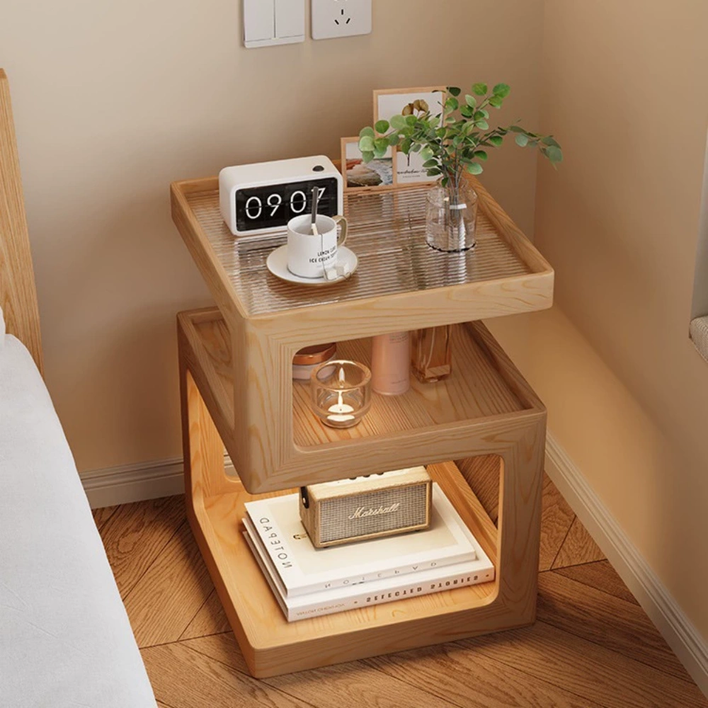 Solid Wood Bedside Table Small Bedroom Multi-layer Bedside Table