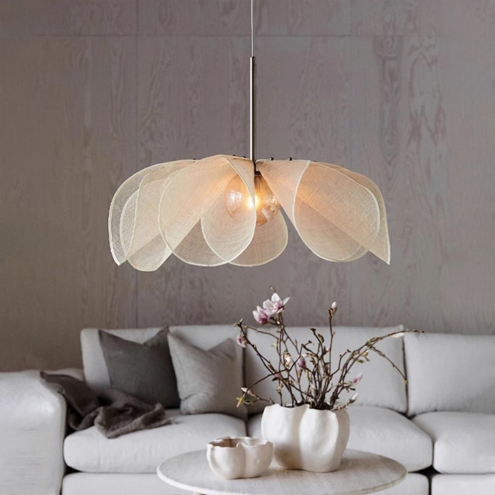 Wabi-sabi Art Flower-shaped Pendant Light Dining Room Living Room Lampshade