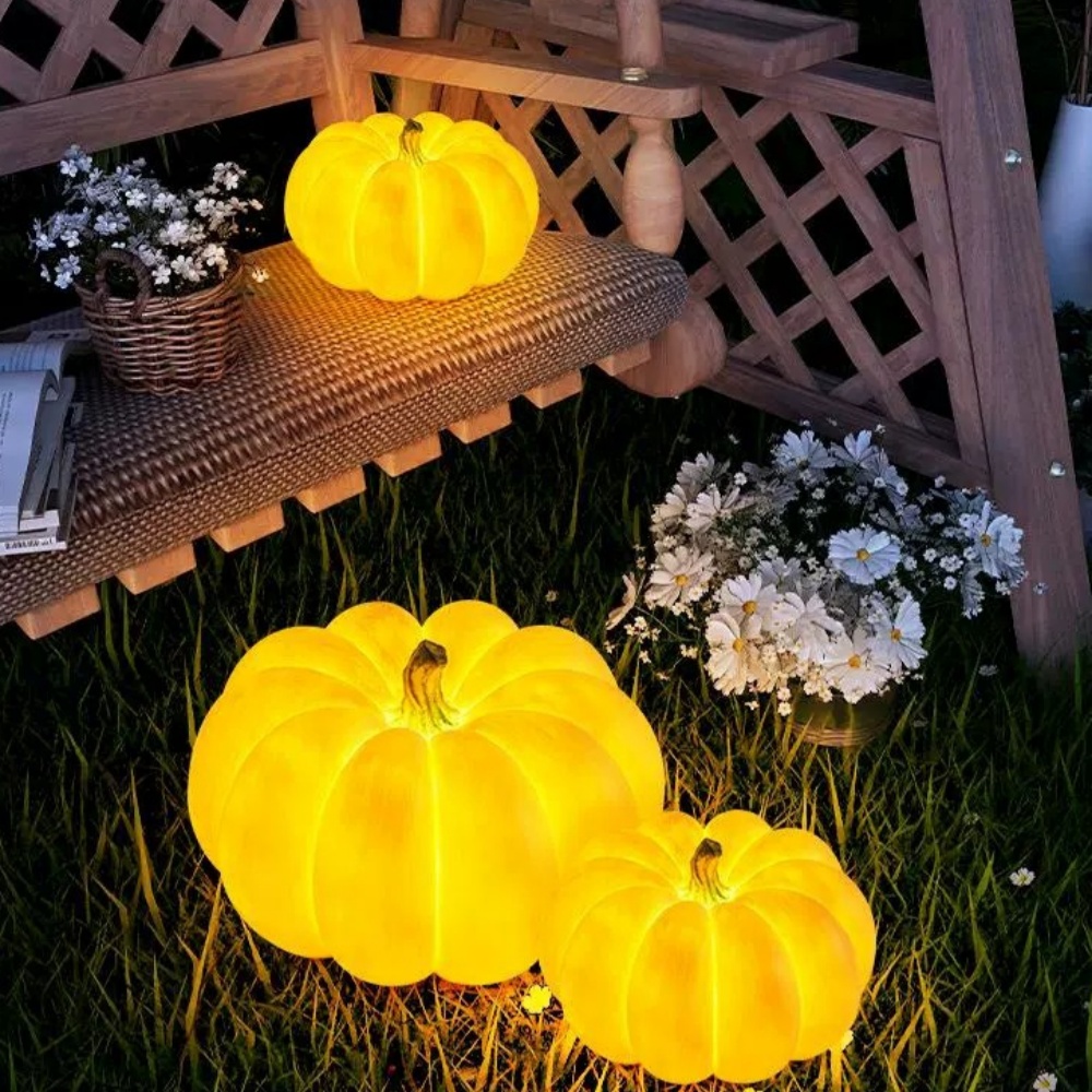 Outdoor Waterproof Lamp Patio Terrace Garden Pumpkin Solar Lawn Floor Light
