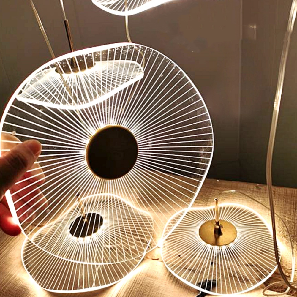 Modern Duplex Pendant Light Lotus Leaf Shaped Living Room Villa Staircase Chandelier