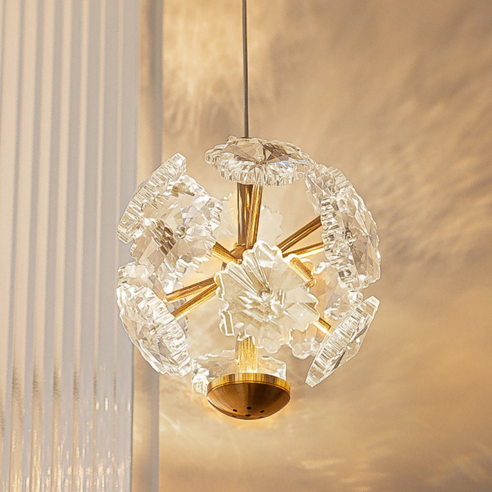 French Crystal Small Pendant Light Bedroom Dandelion Dining Table Chandelier