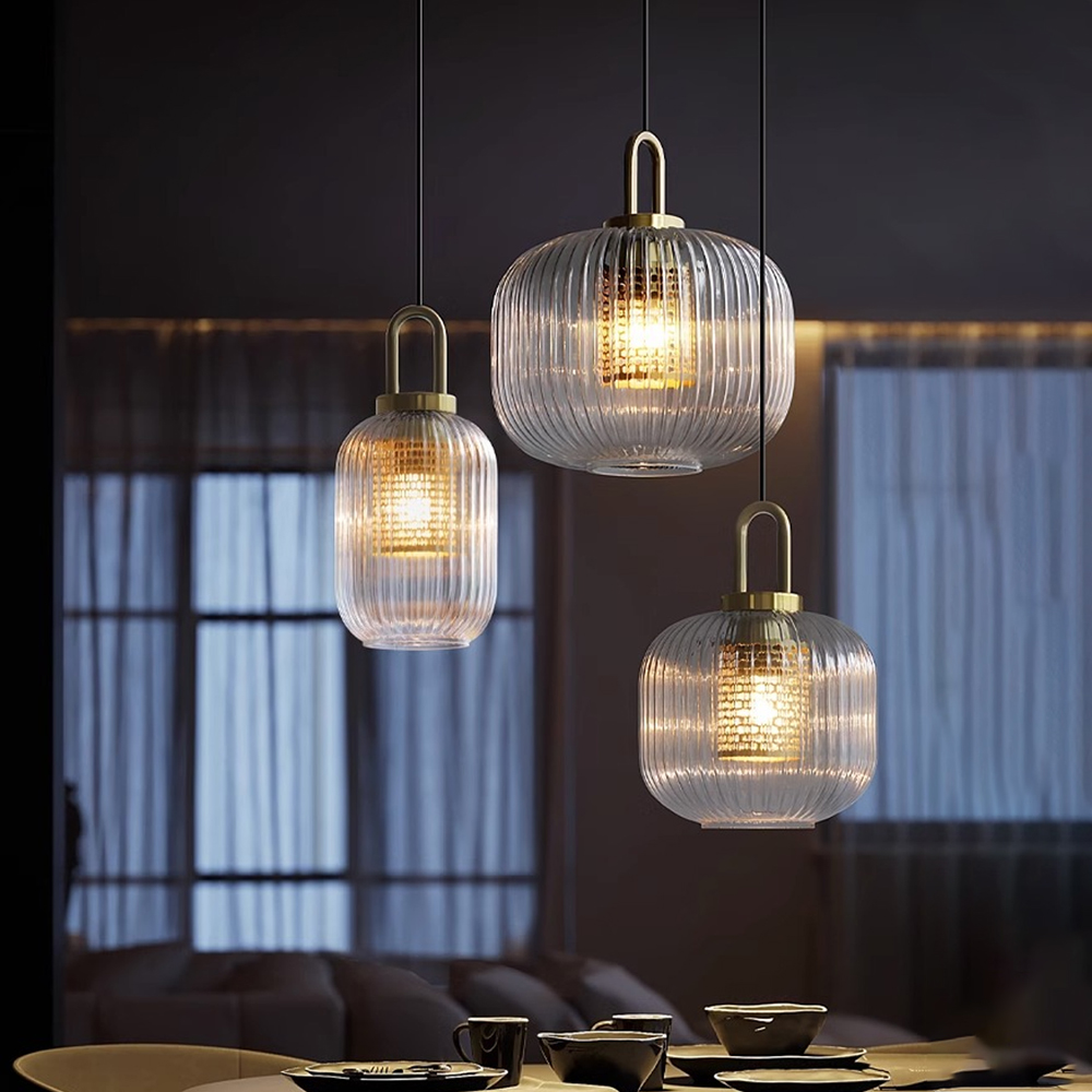 Clear Glass Pendant Light Shade With Brass Fitting