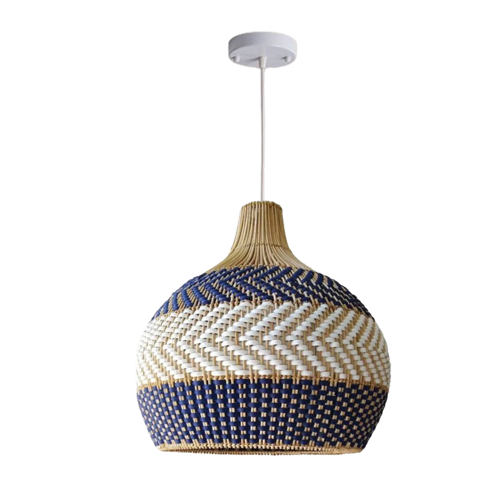 Handwoven Blue White Rattan Pendant Light Design Trends